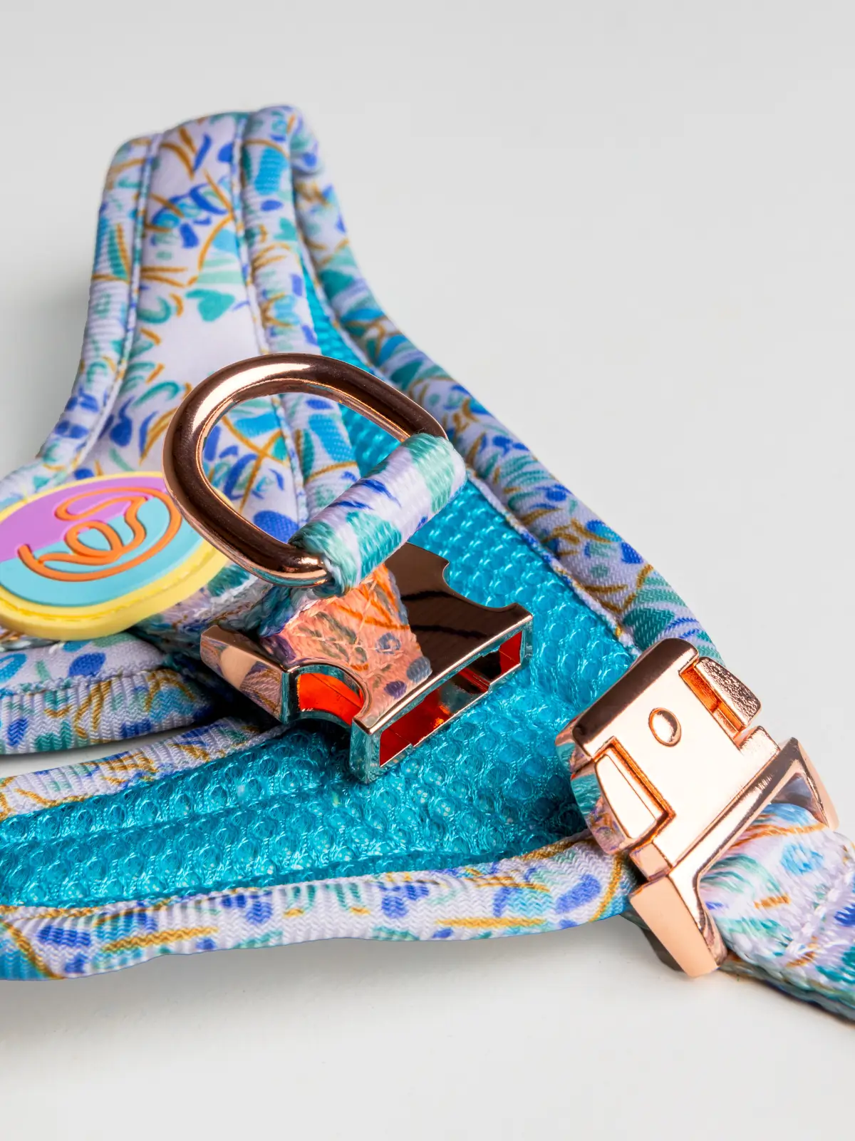 harnais-step-in-premium Luxury step-in harness for dogs in blue and green tones – Papillon Chic by Le ChouChou Paris