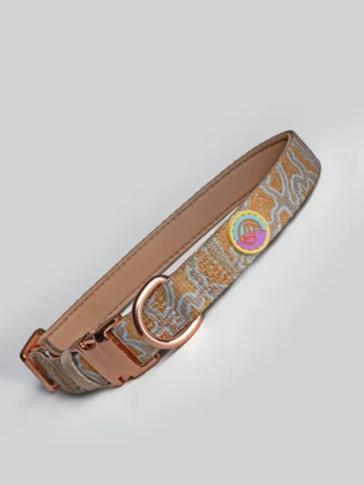 le-chouchou-paris-luxury-dog-collar Leafy Glacé designer dog collar elegantly displayed on a light surface – Le ChouChou Paris