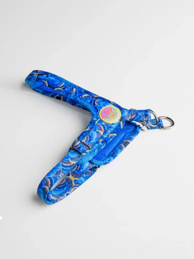 step-in-dog-harness-by-le-chouchou-paris Aqua Mystique step-in dog harness in deep blue ocean tones – Le ChouChou Paris